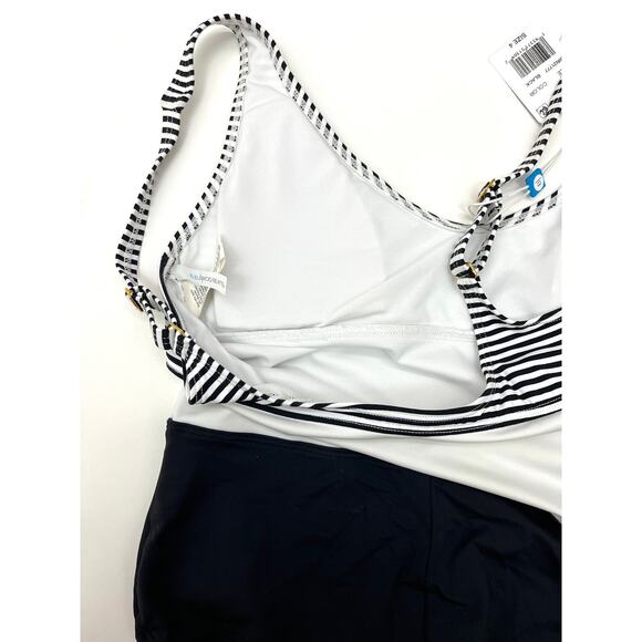 BLEU Black Stretch Tank Striped Color Block One Piece Swimsuit 4 NWT - Picture 5 of 5